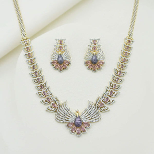 442041 Cz Classic Necklace Set With 2 Tone Plating