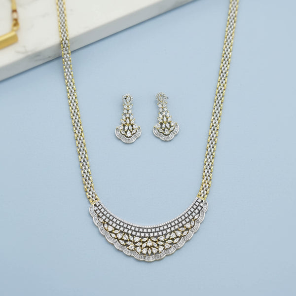 442042 Cz Classic Pendant Set With 2 Tone Plating