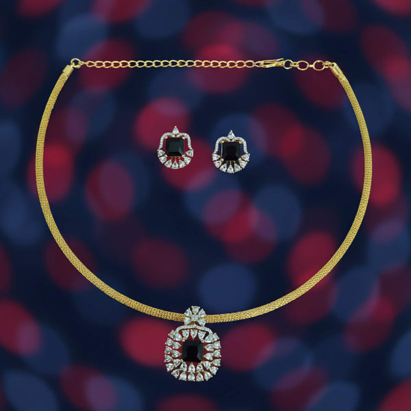 442044 Cz Classic Pendant Set With 2 Tone Plating