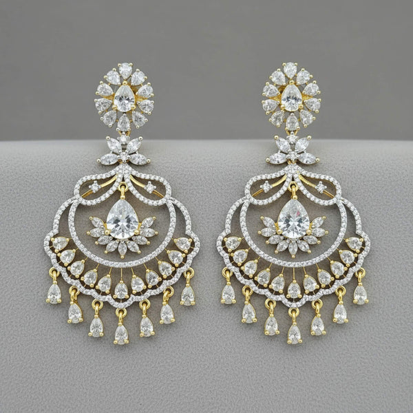 442049 Cz Classic Earring With 2 Tone Plating