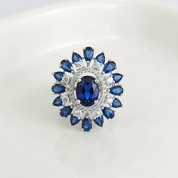 442051 Cz Adjustable Ring With Rhodium Plating