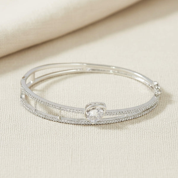 442054 Cz Openable Kada With Rhodium Plating