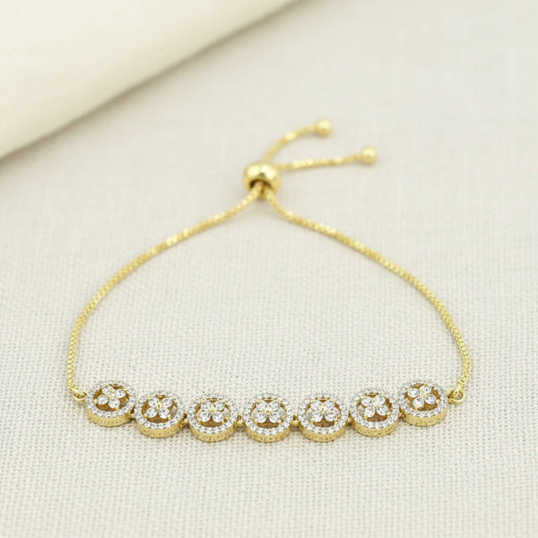 442055 Cz Adjustable Bracelet With 2 Tone Rhodium Plating