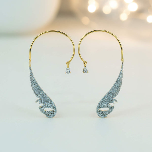 442063 Cz Earcuff With Black 2 Tone Rhodium Plating