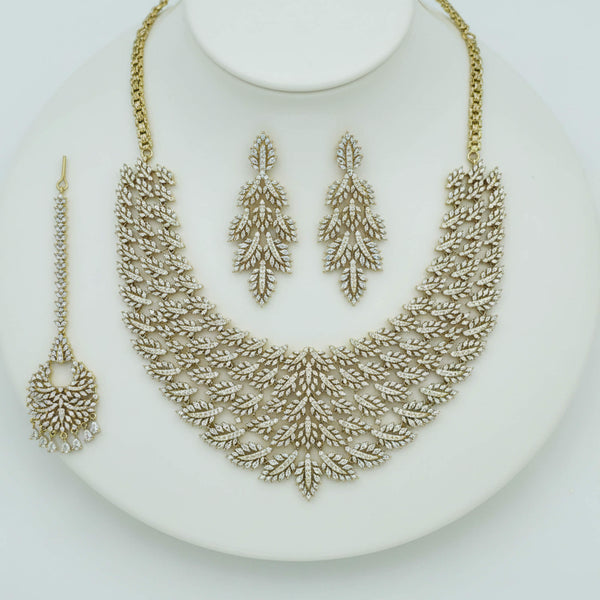 442068 Cz Classic Necklace Set With 2 Tone Plating