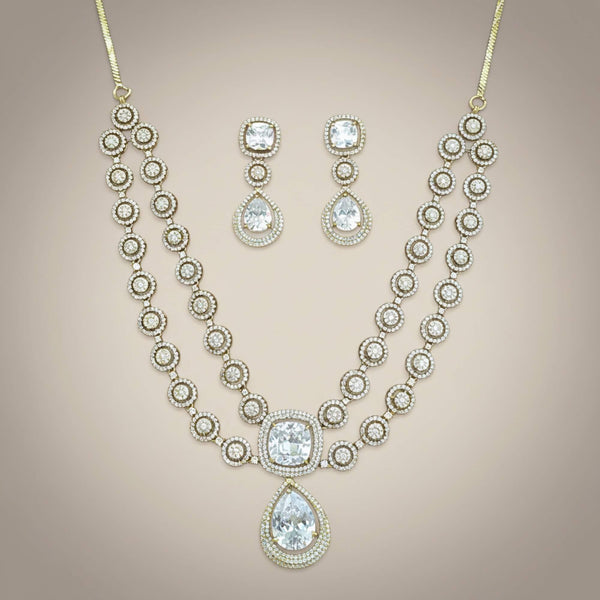 442069 Cz Classic Necklace Set With Mehndi Plating