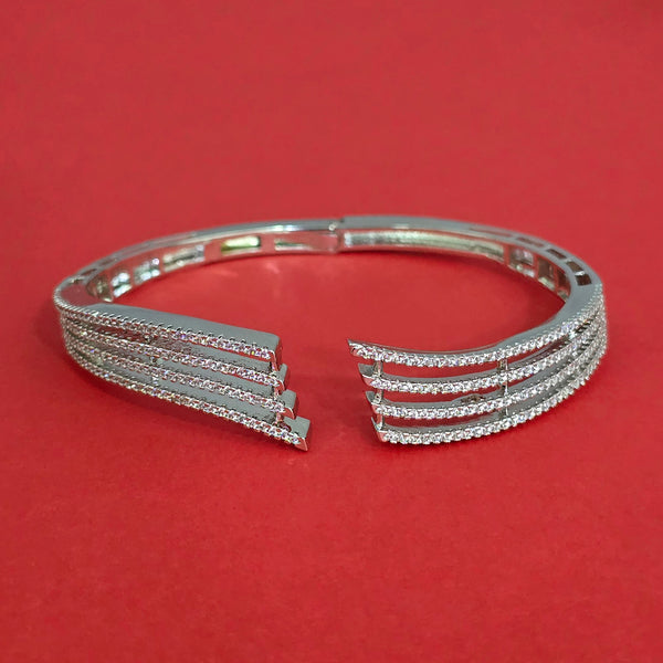 442072 Cz Openable Kada With Mehndi 2 Tone Rhodium Plating