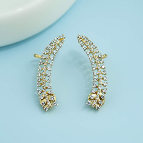 442084 Cz Classic Earring With 2 Tone Rhodium Plating