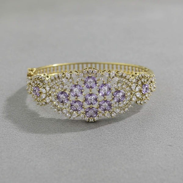 442106 Cubic Zirconia Openable Kada With Mehndi Plating