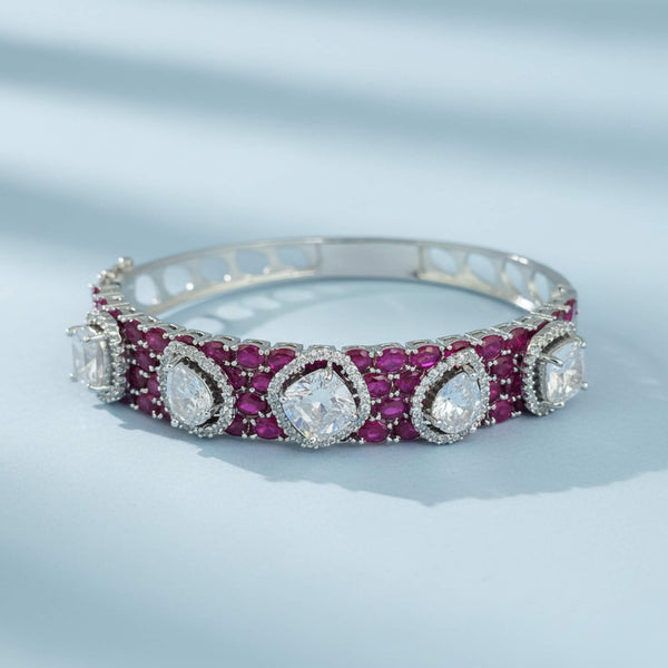 442116 Cz Openable Kada With Rhodium Plating