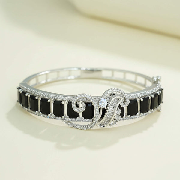 442117 Cz Openable Kada With Rhodium Plating