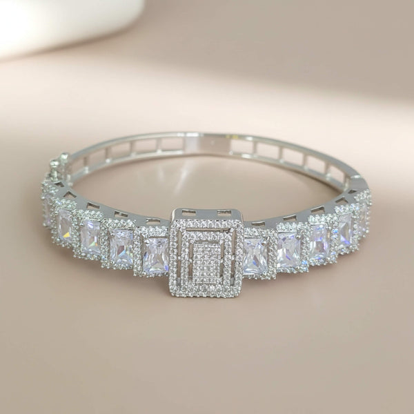 442118 Cz Openable Kada With Rhodium Plating