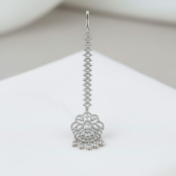 442137 Cubic Zirconia Classic Tikka With Mehndi 2 Tone Rhodium Plating