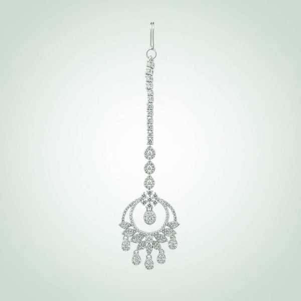 442140 Cubic Zirconia Classic Tikka With Mehndi 2 Tone Rhodium Plating