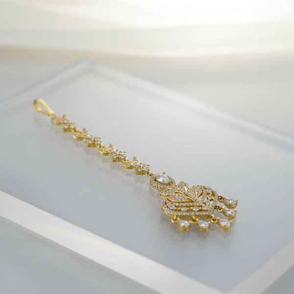 442144 Cz Delicate Tikka With Mehndi 2 Tone Rhodium Plating