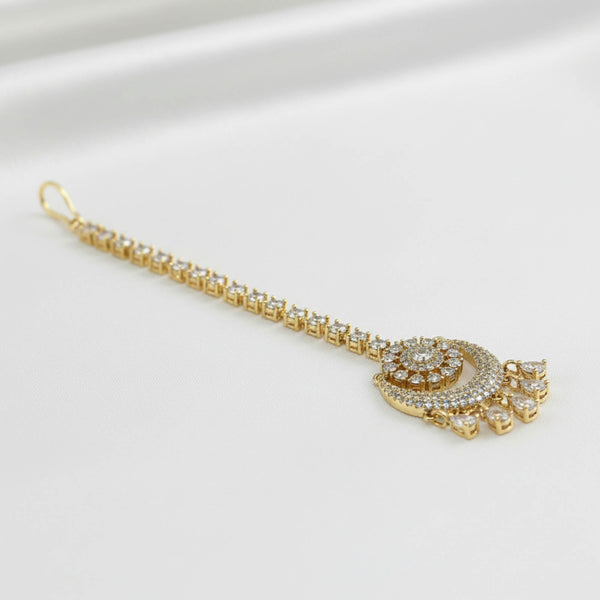 442146 Cz Delicate Tikka With Mehndi 2 Tone Rhodium Plating