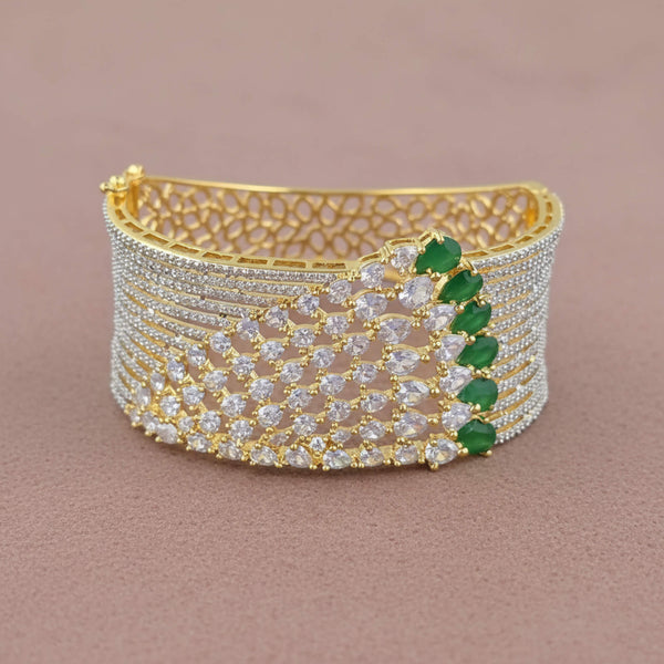 442152 Cubic Zirconia Openable Kada With 2 Tone Plating