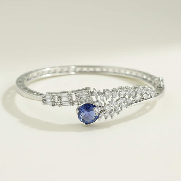 442158 Cubic Zirconia Openable Kada With Rhodium Plating