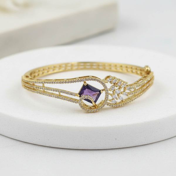 442163 Cubic Zirconia Openable Kada With Rhodium Plating