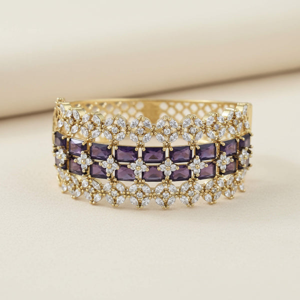 442171 Cubic Zirconia Openable Kada With Mehndi Plating