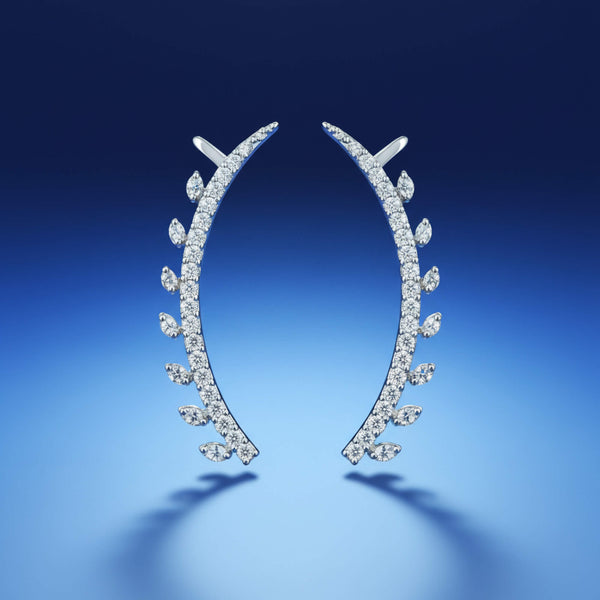 442204 Cubic Zirconia Classic Earring With 2 Tone Rhodium Plating