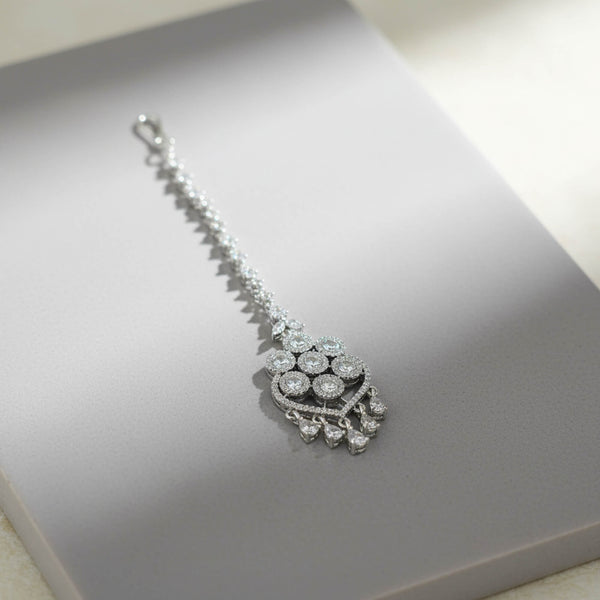 442208 Cubic Zirconia Classic Tikka With Mehndi 2 Tone Rhodium Plating