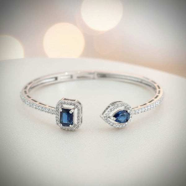 442220 Cz Delicate Kada With Rhodium Plating