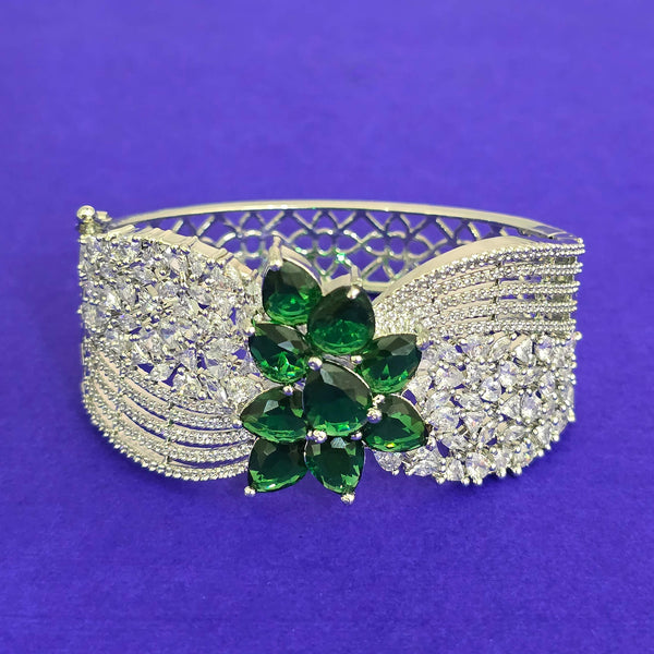 442224 Cz Openable Kada With Rhodium Plating