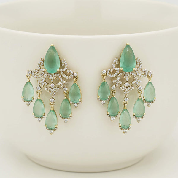 442251 Cz Classic Earring With Mehndi Plating