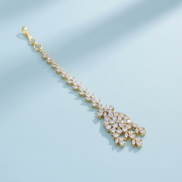 442252 Cz Classic Tikka With Mehndi 2 Tone Rhodium Plating