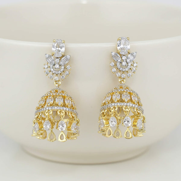 442254 Cz Jhumki With 2 Tone Plating