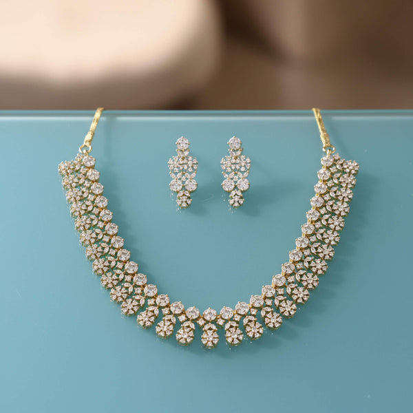 442256 Cz Classic Necklace Set With Mehndi Plating