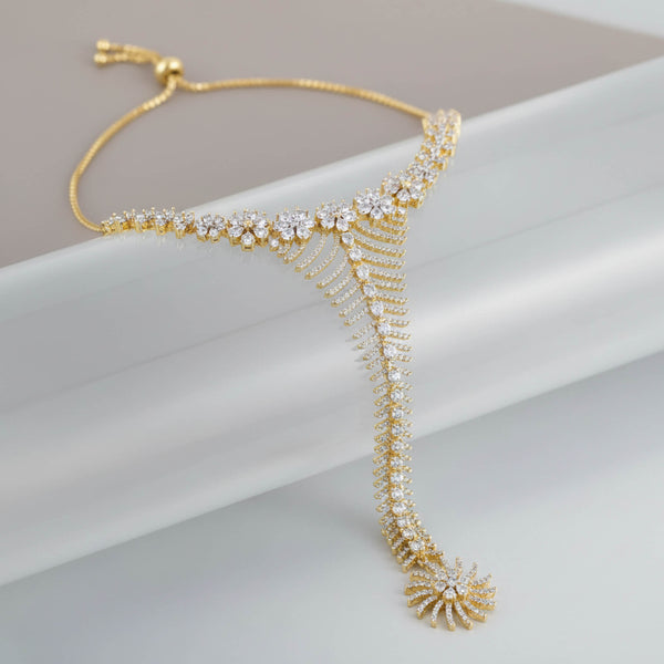 442258 Cz Classic Hath Pan With Mehndi 2 Tone Rhodium Plating