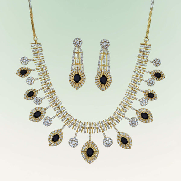 442277 Cubic Zirconia Classic Necklace Set With 2 Tone Plating