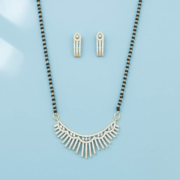 442287 Cz Classic Mangalsutra With 2 Tone Plating