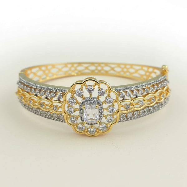 442306 Cubic Zirconia Openable Kada With 2 Tone Plating