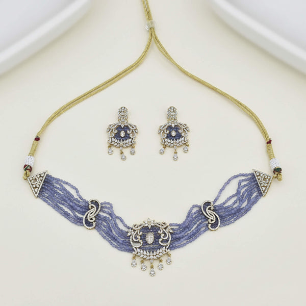 442335 Cz Mala Necklace Set With Mehndi Plating