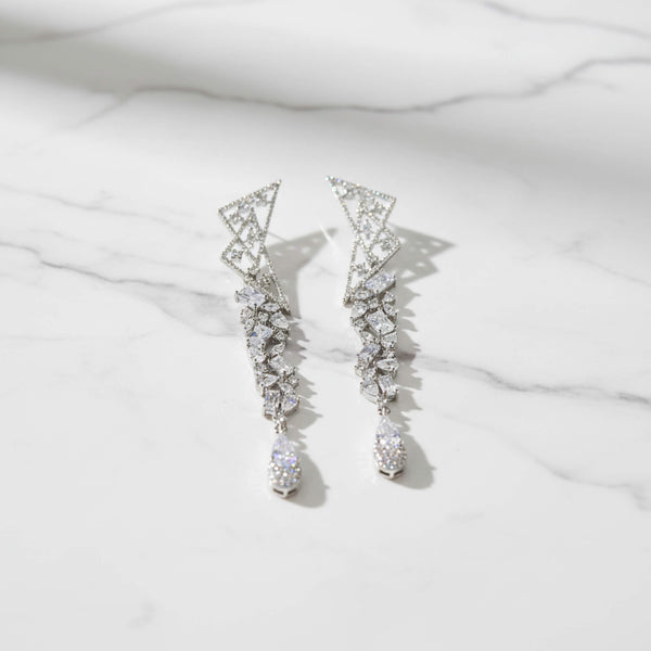 442342 Cz Classic Earring With Rhodium Plating