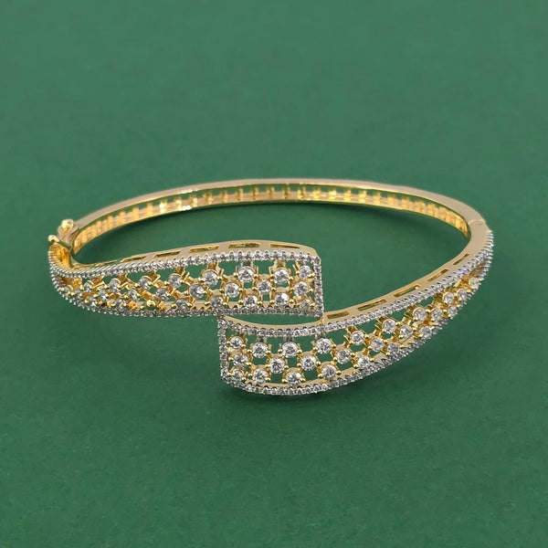 442348 Cz Delicate Kada With Mehndi 2 Tone Rhodium Plating