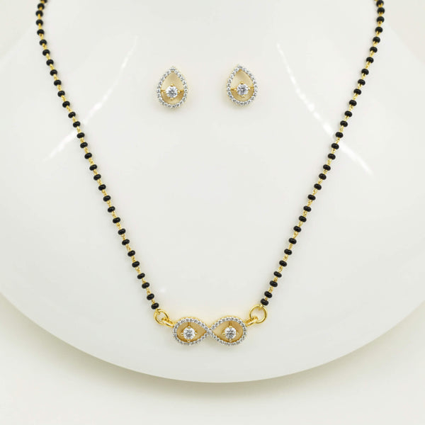 442353 Cz Classic Mangalsutra With 2 Tone Rhodium Plating