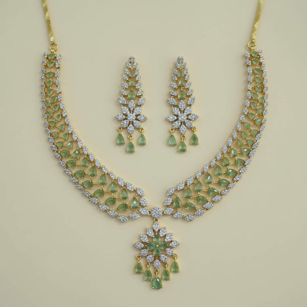 442355 Cubic Zirconia Classic Necklace Set With 2 Tone Plating