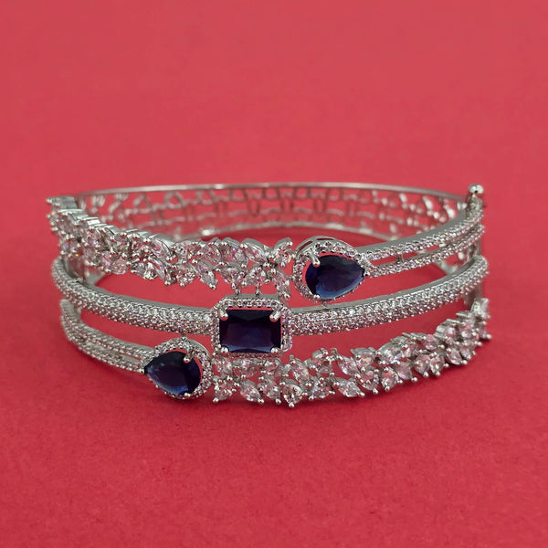 442357 Cubic Zirconia Openable Kada With Rhodium Plating