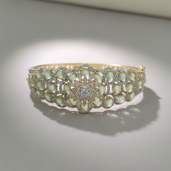 442359 Cubic Zirconia Openable Kada With 2 Tone Plating