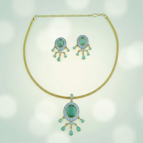 442360 Cubic Zirconia Classic Pendant Set With 2 Tone Plating