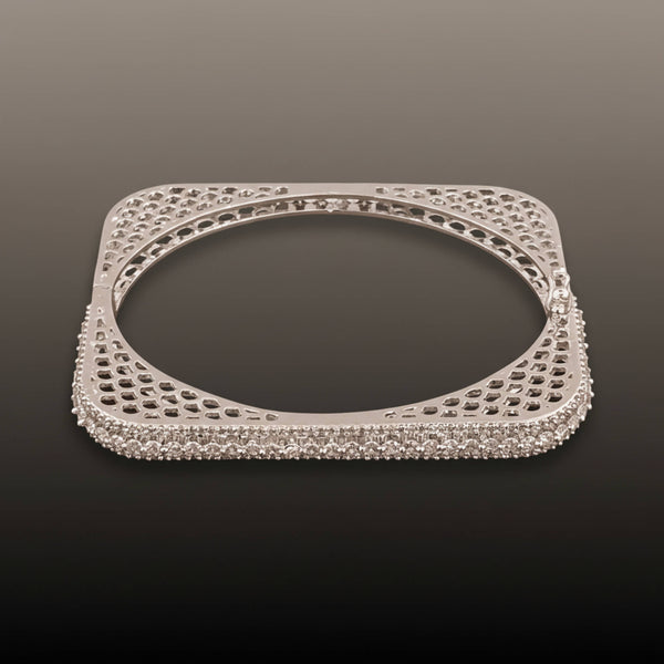 442457 Cz Delicate Kada With 2 Tone Rhodium Plating