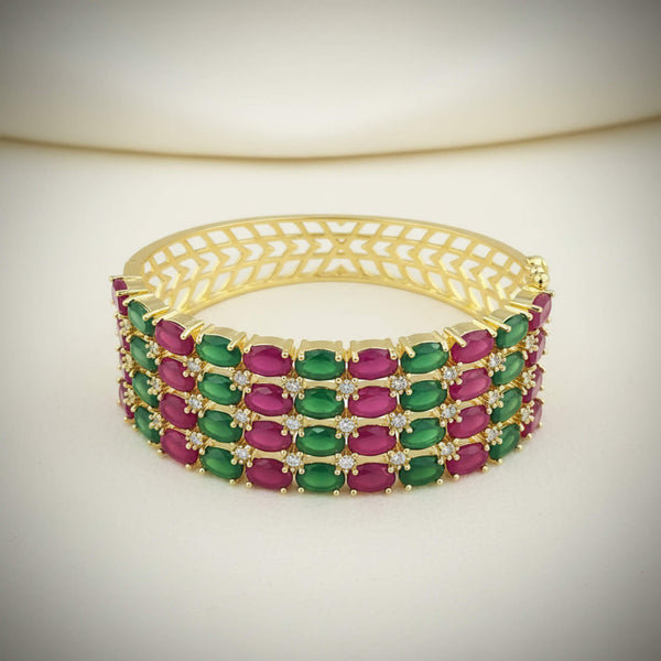 442459 Cz Broad Kada With Gold Plating