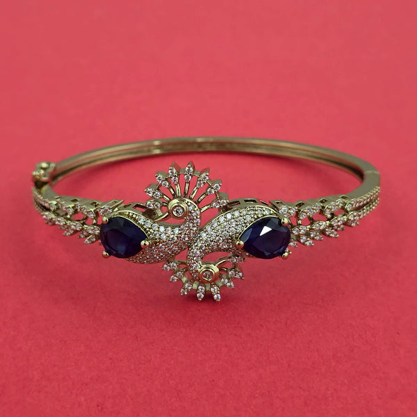 442479 Cubic Zirconia Openable Kada With Mehndi Plating