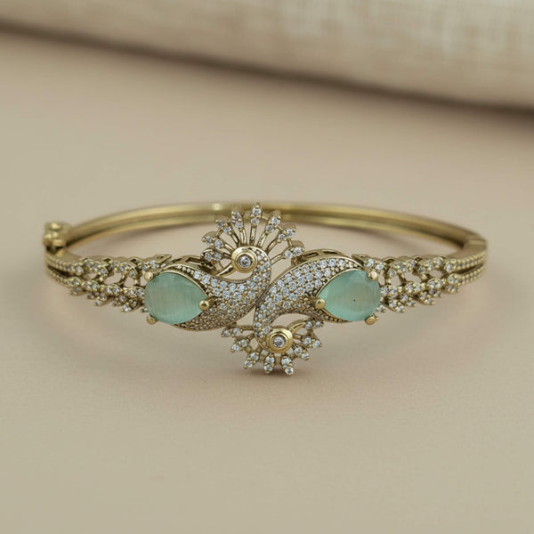 442479 Cubic Zirconia Openable Kada With Mehndi Plating