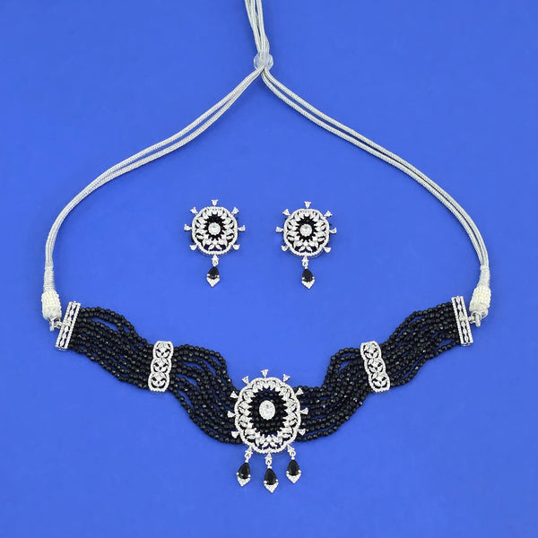 442486 Cz Mala Necklace Set With Rhodium Plating