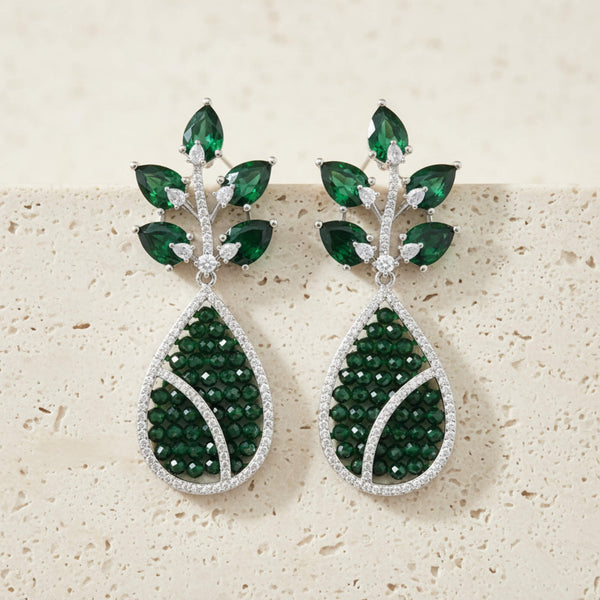 442490 Cz Classic Earring With Rhodium Plating